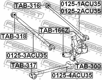 Сайлентблок цапфы задней FEBEST TAB300