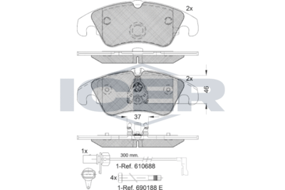 Колодки тормозные дисковые передние ICER 181862202