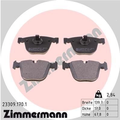 Колодки тормозные дисковые ZIMMERMANN 233091701