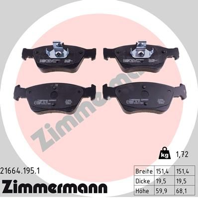 Колодки тормозные дисковые ZIMMERMANN 216641951