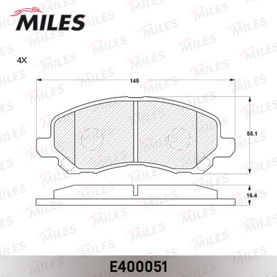 Колодки тормозные передние Miles E400051