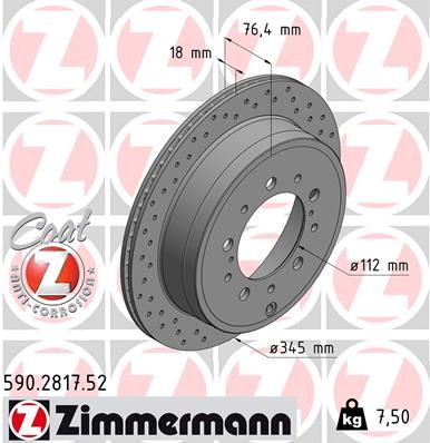 Диск тормозной ZIMMERMANN 590281752