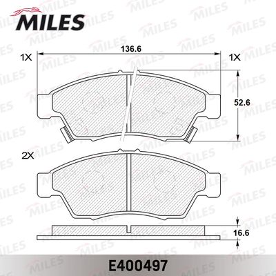 Колодки тормозные передние Miles E400497