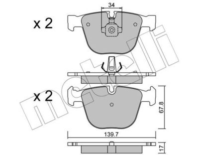 Комплект колодок для дискового тормоза METELLI 2207730