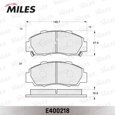 Колодки тормозные передние Miles E400218