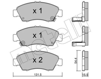 Комплект колодок для дискового тормоза METELLI 2201380