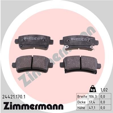 Колодки тормозные дисковые ZIMMERMANN 244211701