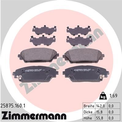 Колодки тормозные дисковые ZIMMERMANN 258751601