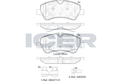 Колодки тормозные дисковые задние ICER 142116