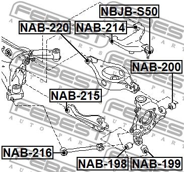 Сайлентблок рычага подвески задней FEBEST NAB216