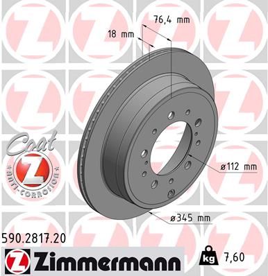 Диск тормозной ZIMMERMANN 590281720