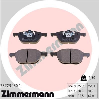 Колодки тормозные дисковые ZIMMERMANN 237231801