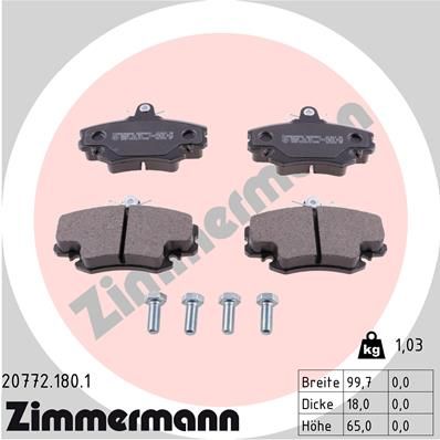 Колодки тормозные дисковые ZIMMERMANN 207721801