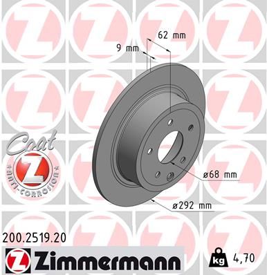 Диск тормозной ZIMMERMANN 200251920