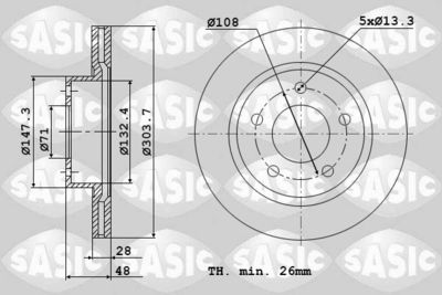 Диски тормозные комплект SASIC 6100013