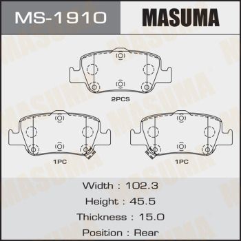 Колодки тормозные задние Masuma MS1910