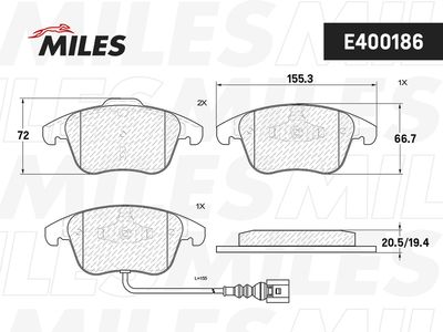 Колодки тормозные передние Miles E400186