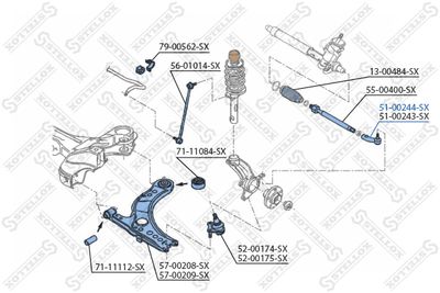 Наконечник рулевой левый STELLOX 5100244SX