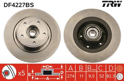 Диск тормозной TRW DF4227BS