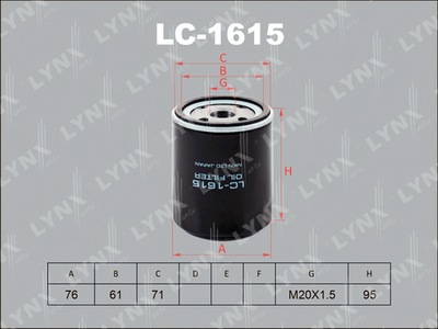 Фильтр масляный LYNXauto LC1615