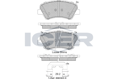 Колодки тормозные дисковые передние ICER 182029