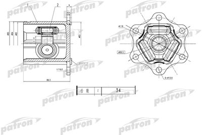 ШРУС внутренний PATRON PCV1783