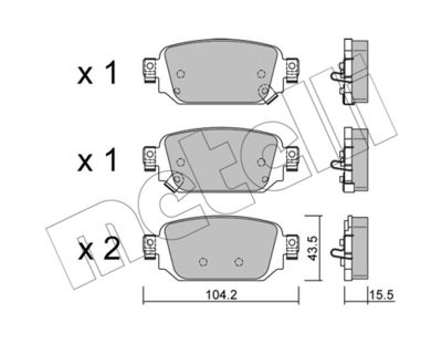 Комплект колодок для дискового тормоза METELLI 2212380