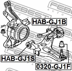 Сайлентблок рычага переднего задний FEBEST HABGJ1B