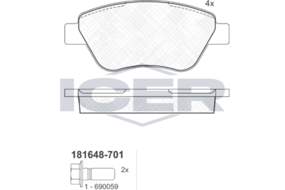 Колодки тормозные дисковые ICER 181648701