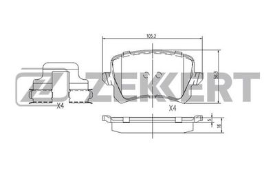 Колодки тормозные дисковые задние Zekkert BS1168