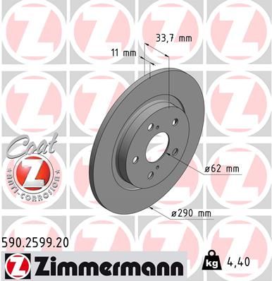 Диск тормозной ZIMMERMANN 590259920