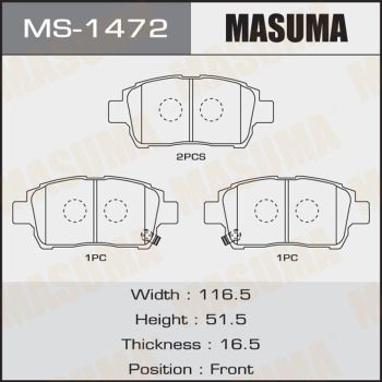 Колодки тормозные дисковые Masuma MS1472