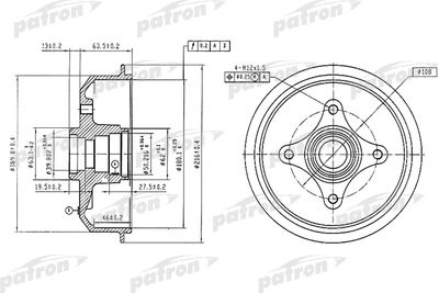 Барабан тормозной PATRON PDR1054
