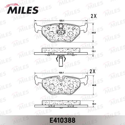 Колодки тормозные задние Miles E410388