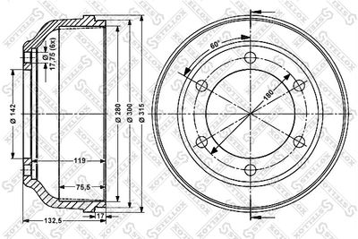 Барабан тормозной STELLOX 60262509SX