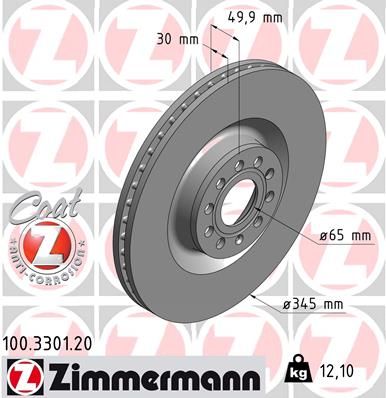 Диск тормозной передний ZIMMERMANN 100330120