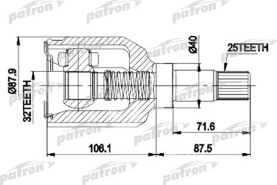 ШРУС внутренний левый комплект PATRON PCV9937