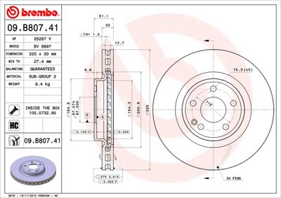 Диск тормозной BREMBO 09B80741