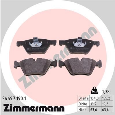 Колодки тормозные дисковые ZIMMERMANN 246971901