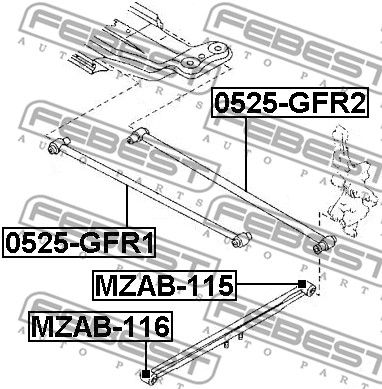 Сайлентблок задней продольной тяги FEBEST MZAB115