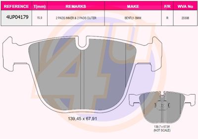 Колодки тормозные дисковые задние BMW 34216768471