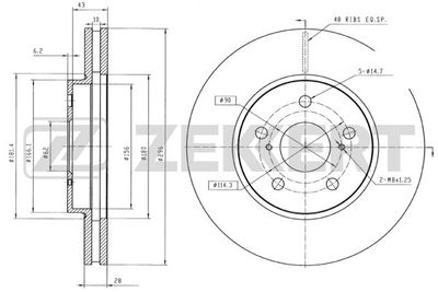 Диск тормозной передний Zekkert BS5352
