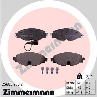 Колодки тормозные дисковые ZIMMERMANN 256832002