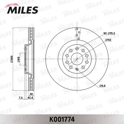 Диск тормозной Miles K001774