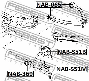 Сайлентблок нижнего переднего рычага FEBEST NAB369