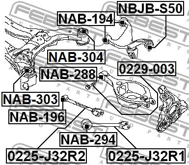 Тяга задняя поперечная FEBEST 0225J32R2