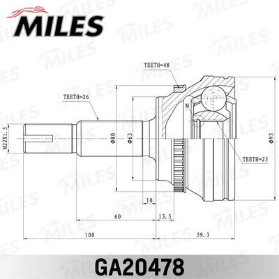 ШРУС наружный Miles GA20478