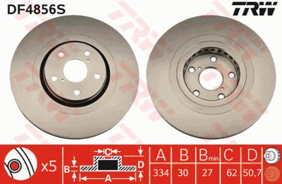 Диск тормозной передний правый TRW DF4856S