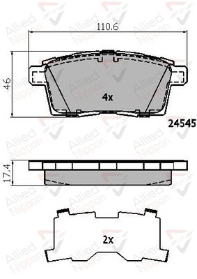 Колодки тормозные передние ALLIED NIPPON ADB01731