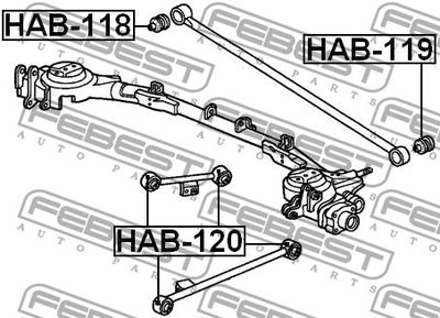 Сайлентблок задней продольной тяги FEBEST HAB120